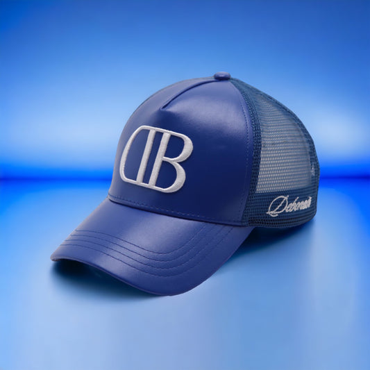 Royal Blue Leather Trucker