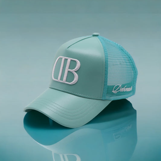 Teal Leather Trucker